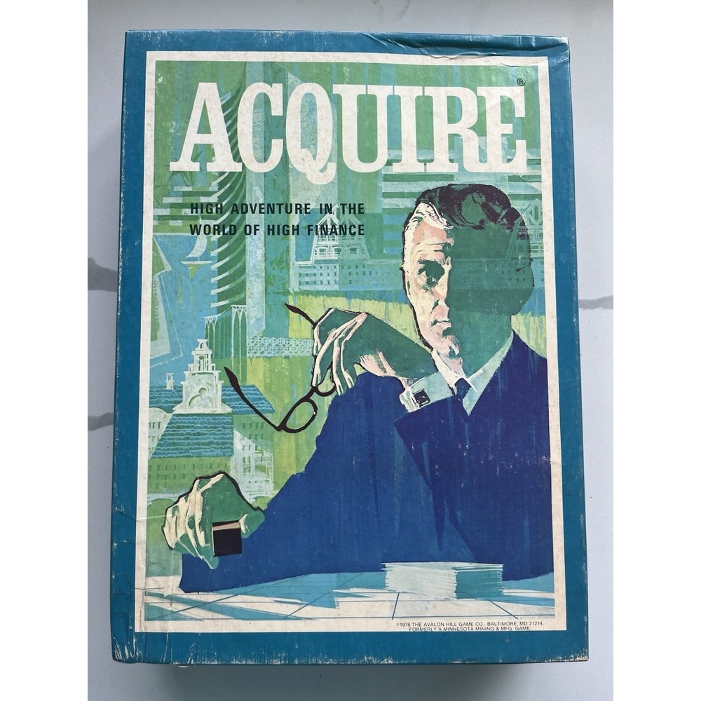 Acquire Board Game Avalon Hill 1976 Bookshelf Vtg Corporate Strategy Complete